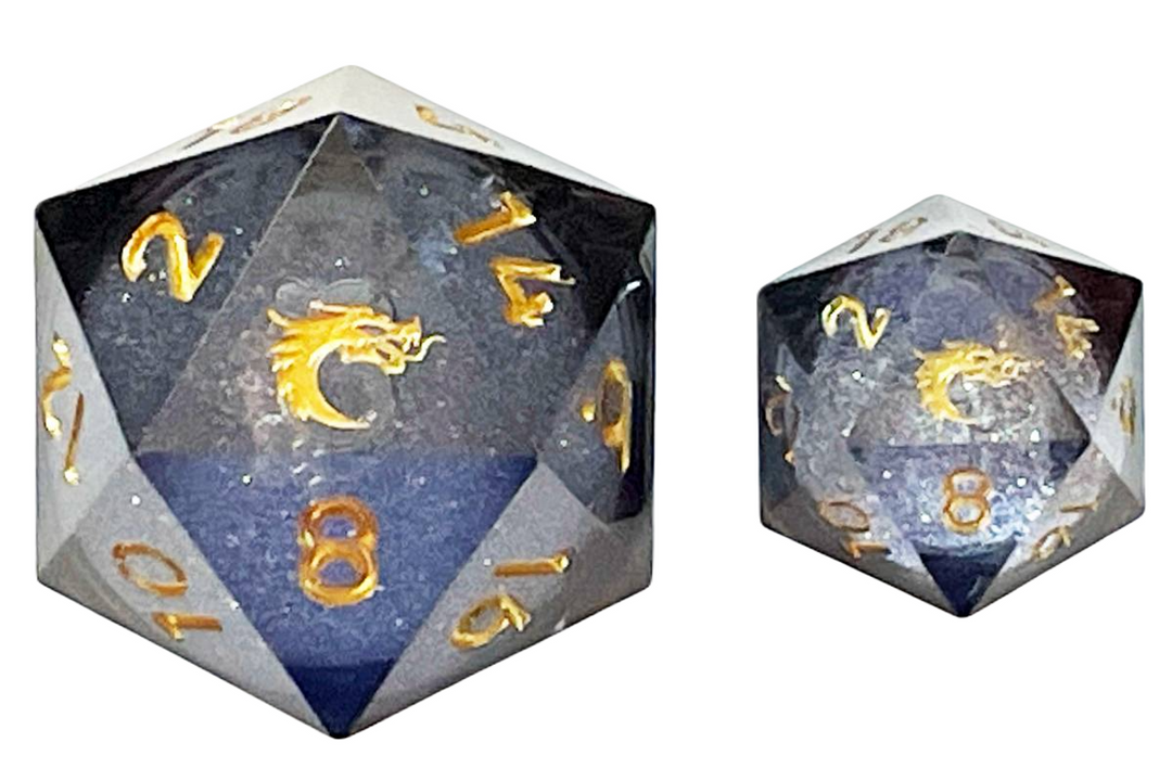 Jumbo 35mm D20 Liquid Core Sharp Edged - Obsidian Fury