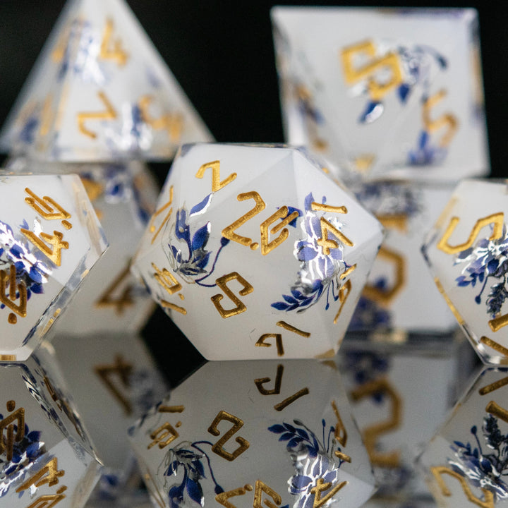 Earl Grey Lavender Sharp-Edged Resin Dice Set