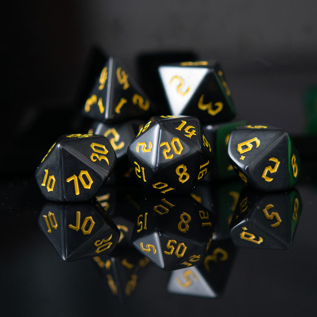 Dark Cathedral Yellow Acrylic Dice Set