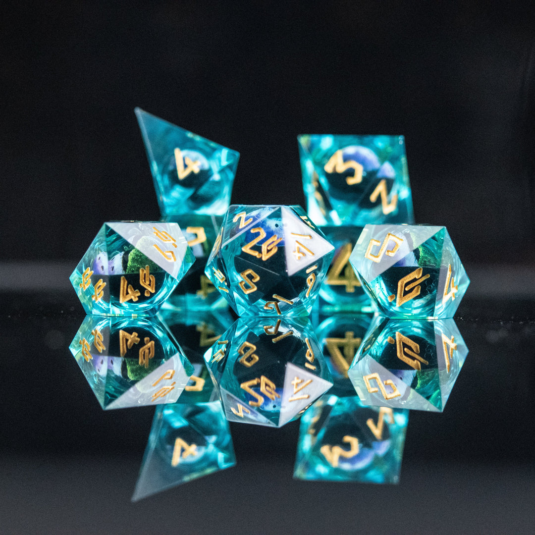 Rainbow Sea Dragon Liquid Core Dice Set