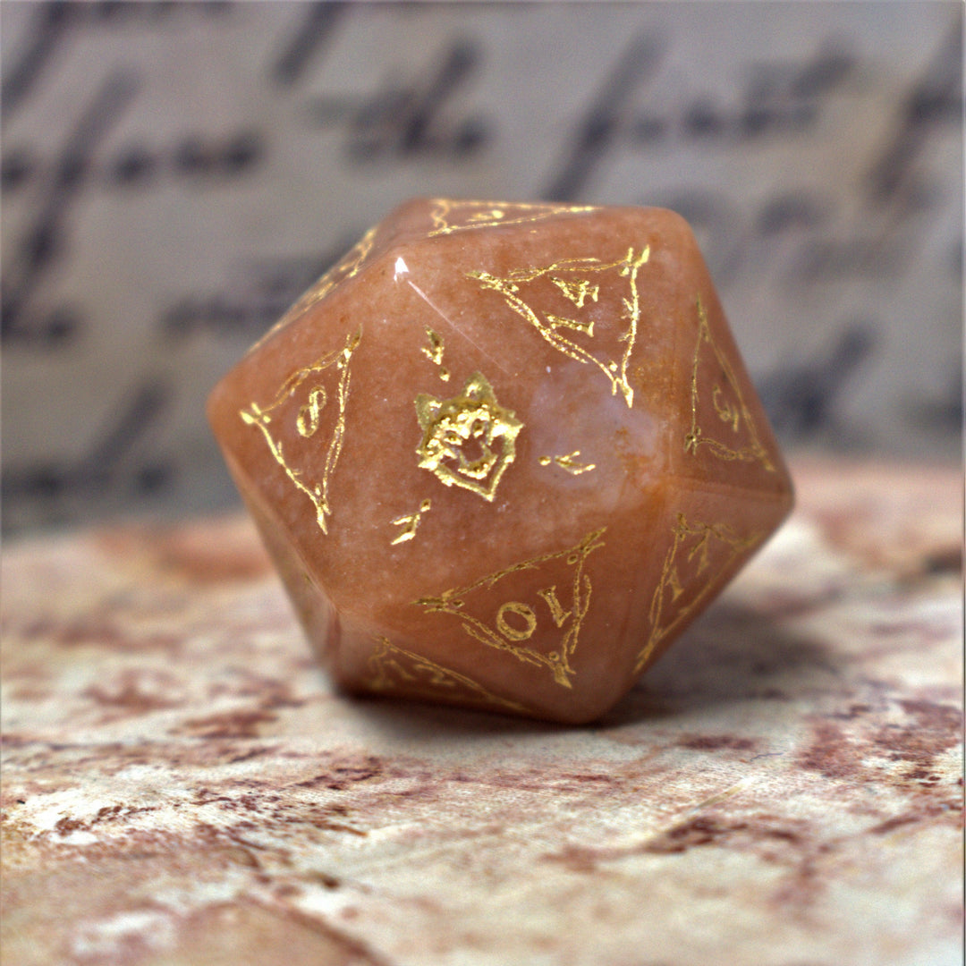 Fangs of Winter Red Aventurine Stone Dice Set