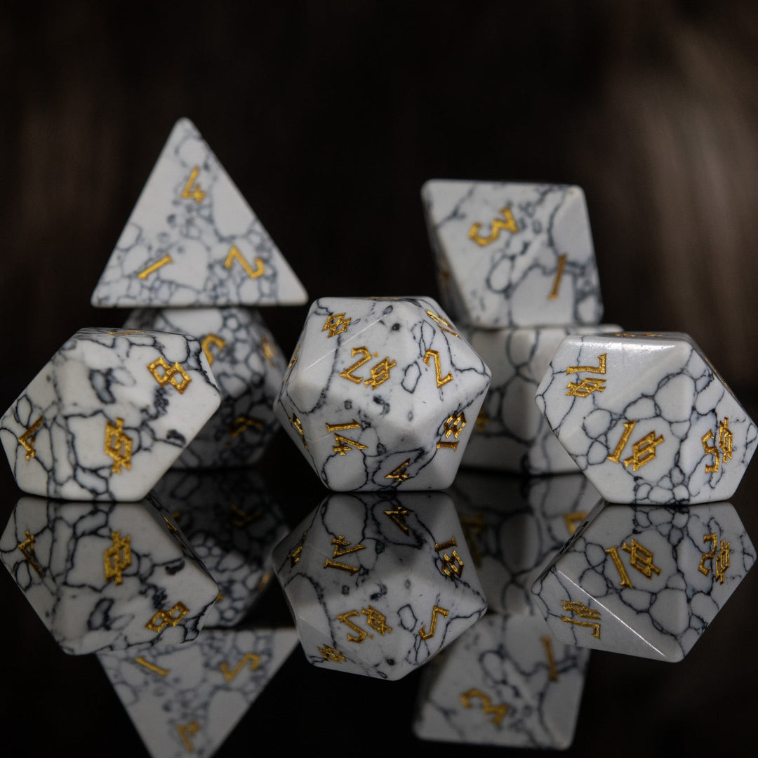 White Howlite Stone Dice Set