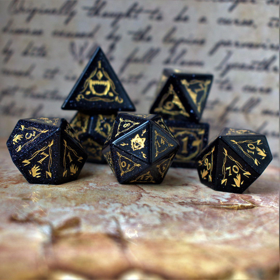 Fangs of Winter Blue Sandstone Stone Dice Set