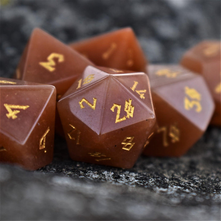 Red Aventurine Stone Dice Set