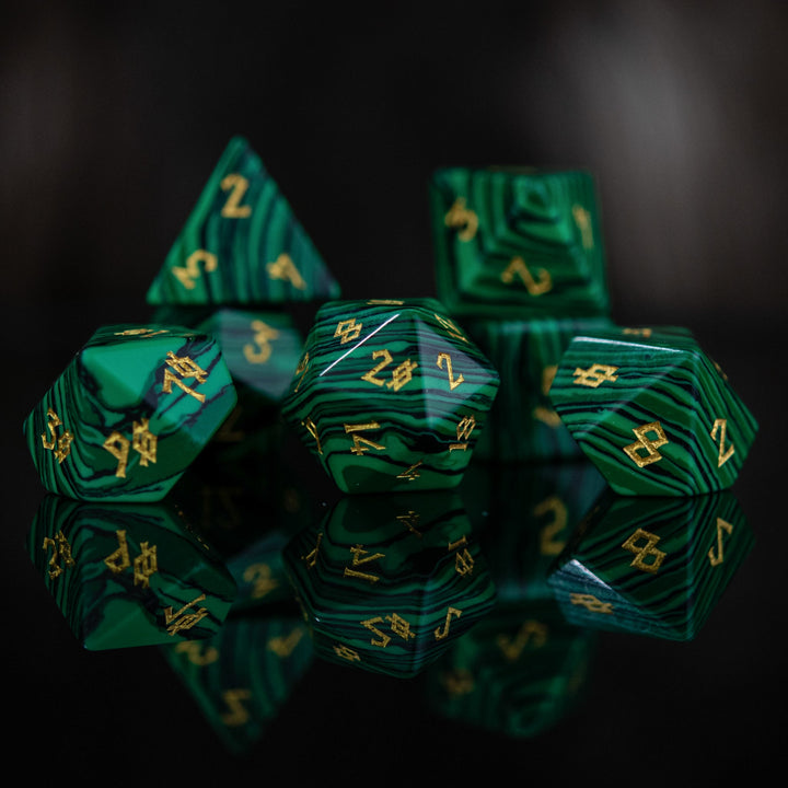 Malachite Stone Dice Set