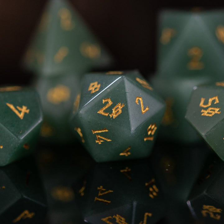 Aventurine Stone Dice Set