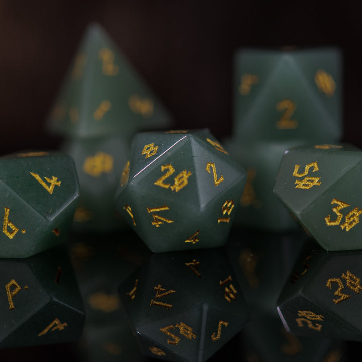 Aventurine Stone Dice Set