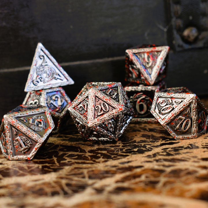 Ballad of the Bard Bloodstained Silver Metal Dice Set