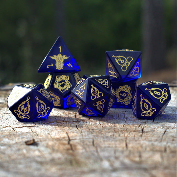 Serpent of Midgard Blue Glass Dice Set