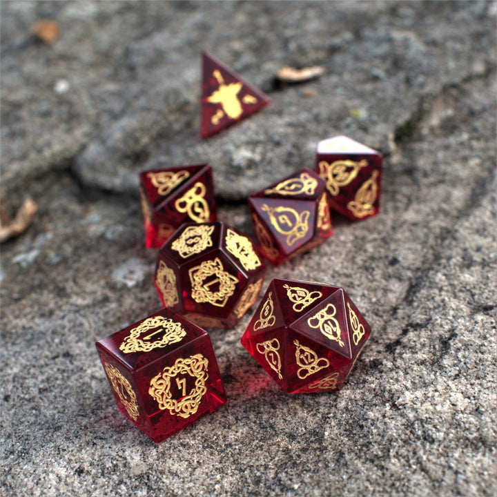 Serpent of Midgard Red Glass Dice Set