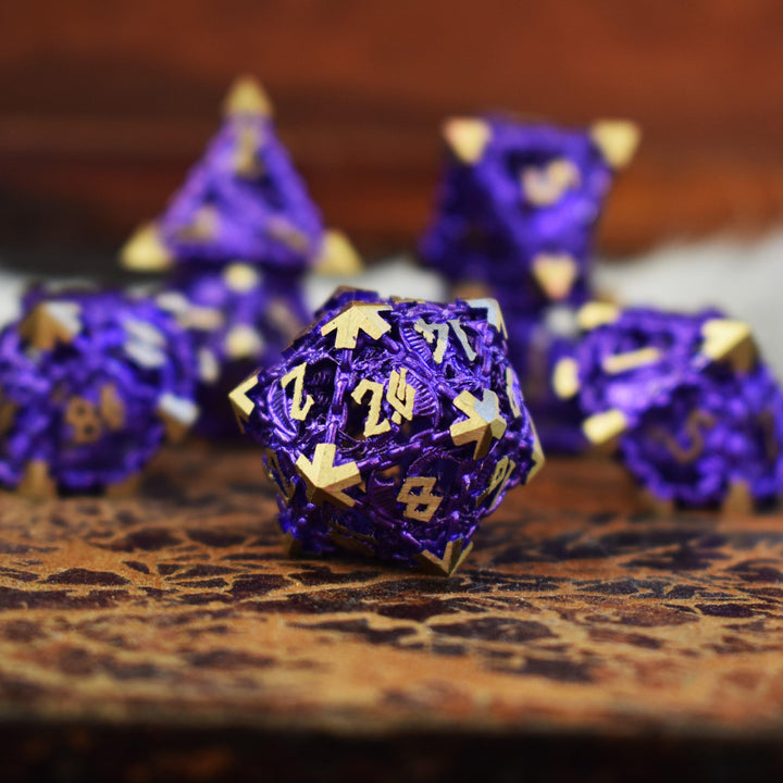 Dragon's Lair Hollow Metal Dice Set - Purple