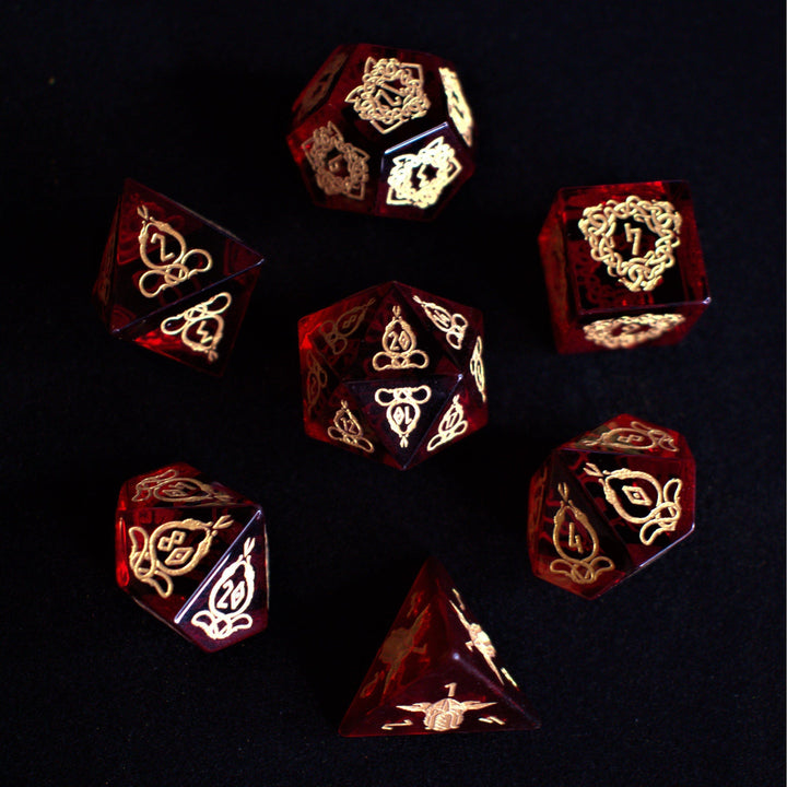 Serpent of Midgard Red Glass Dice Set