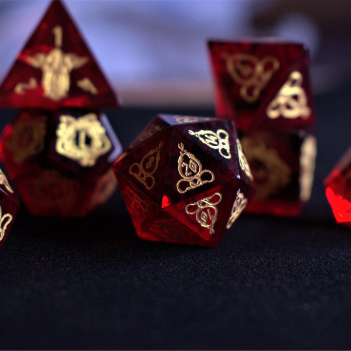 Serpent of Midgard Red Glass Dice Set