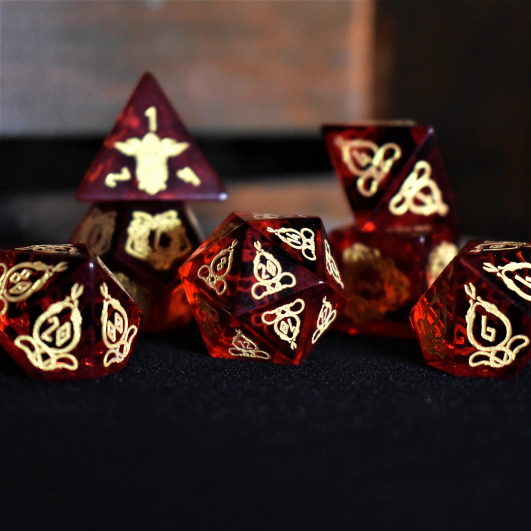 Serpent of Midgard Red Glass Dice Set