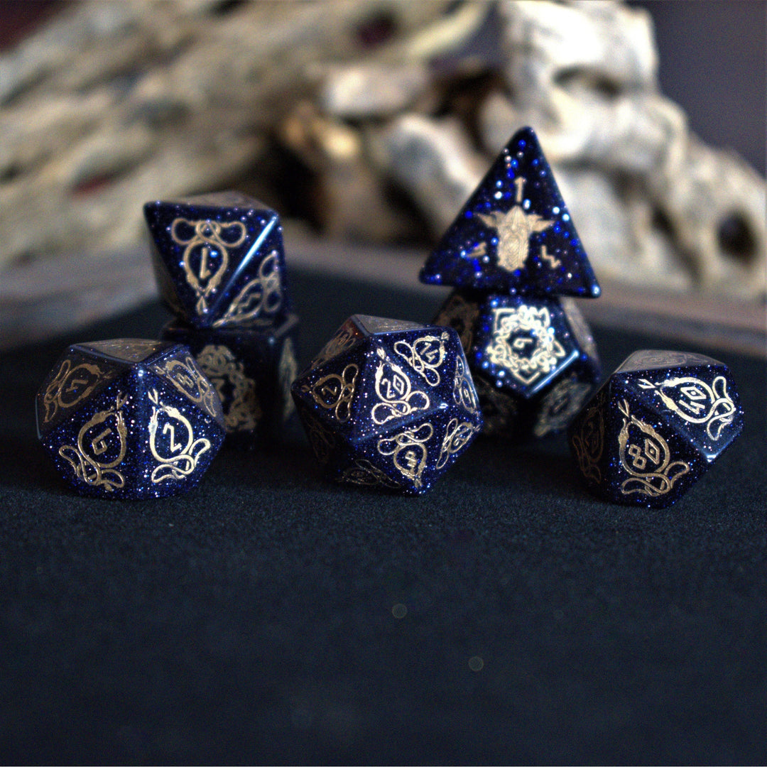 Serpent of Midgard Blue Sandstone Dice Set