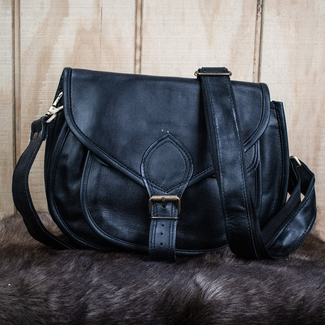 "The Rogue" Leather Satchel - Medium (Black)