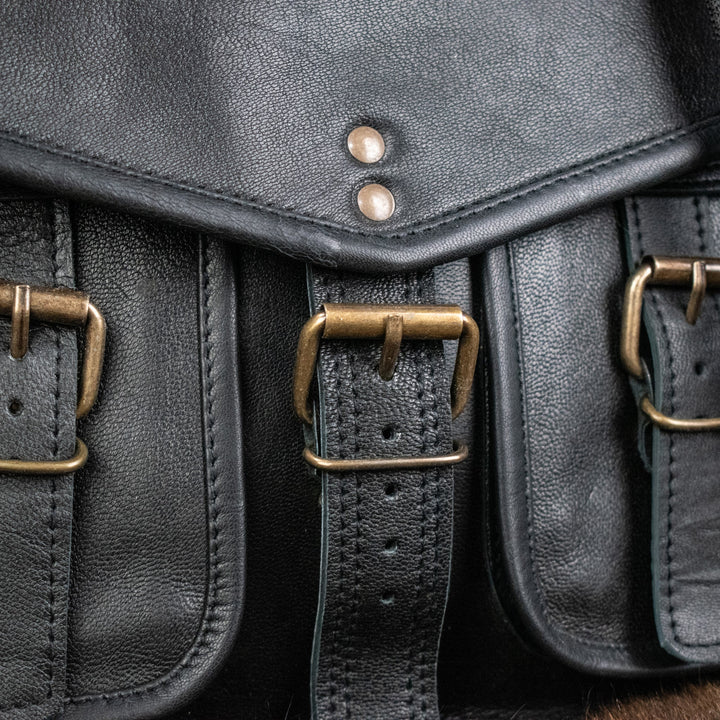 "The Traveler" Leather Satchel (Black)