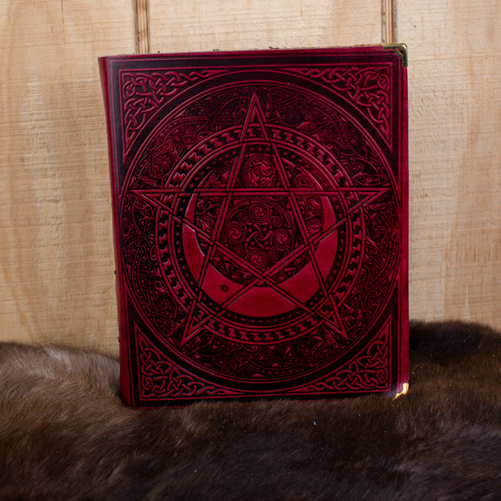 "The Pentacle" Red Spellbook Leather Journal