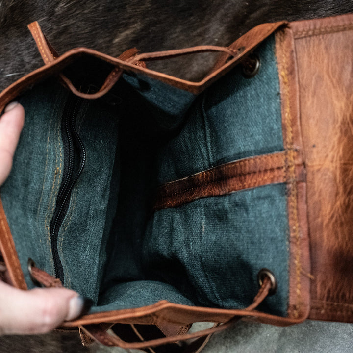 "The Cottage" Leather Mini Backpack - Brown