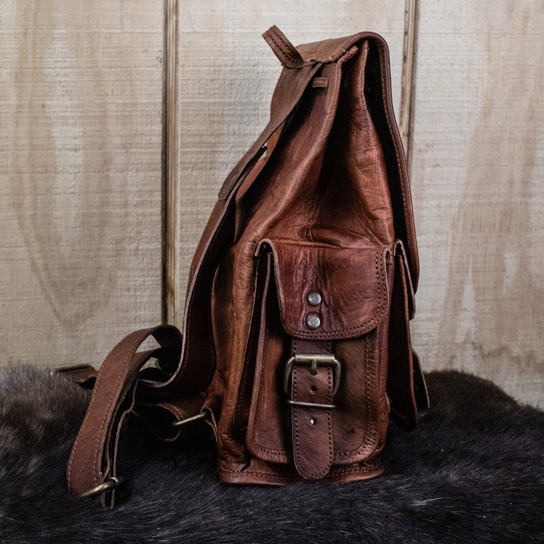 "The Cottage" Leather Mini Backpack - Brown