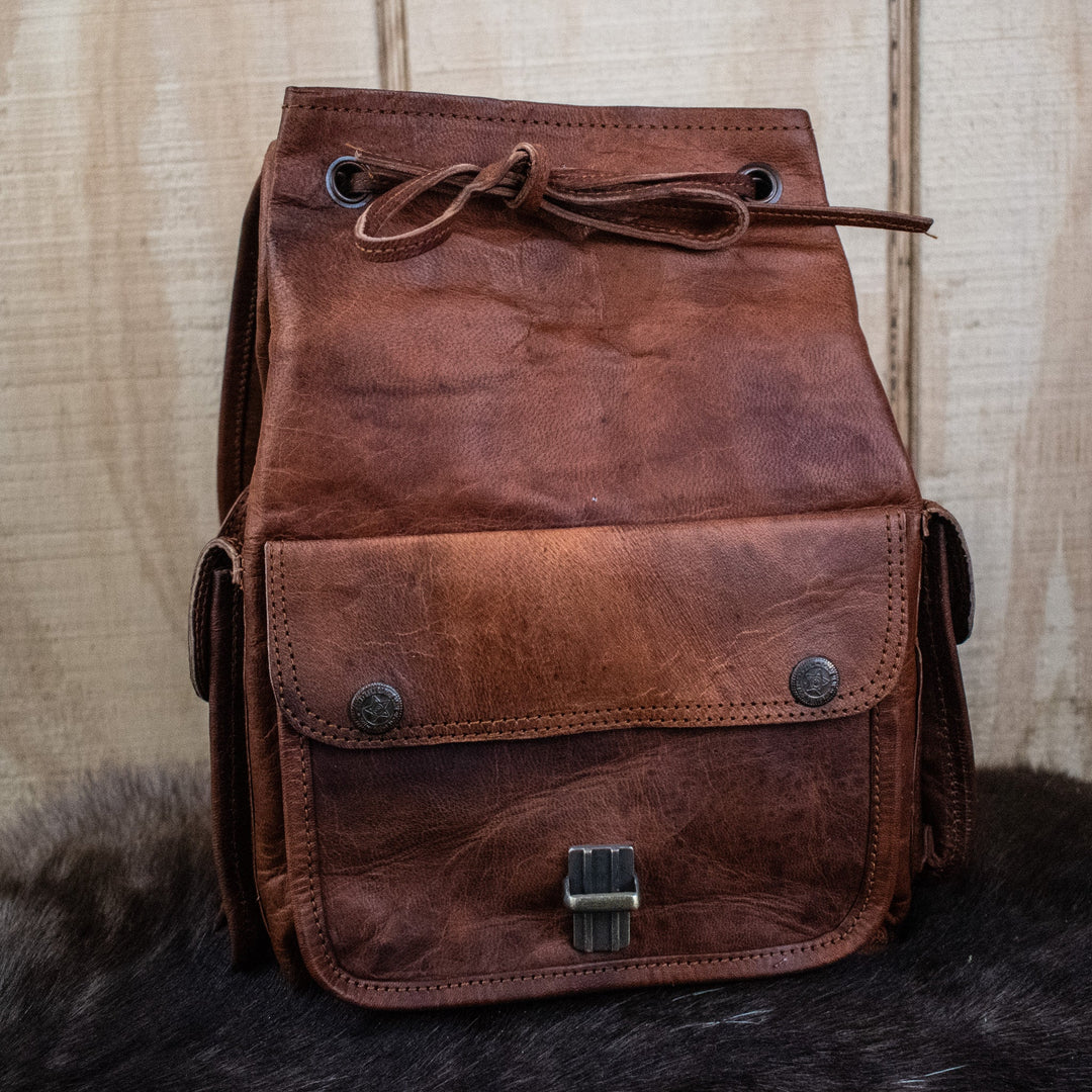 "The Cottage" Leather Mini Backpack - Brown