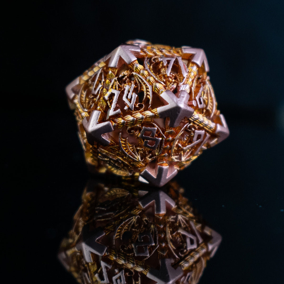 Dragonguard Hollow Metal Dice Set - Ember and Bronze