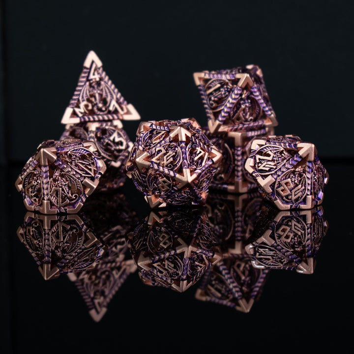 Dragonguard Hollow Metal Dice Set - Purple and Bronze