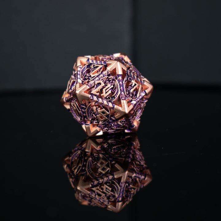 Dragonguard Hollow Metal Dice Set - Purple and Bronze