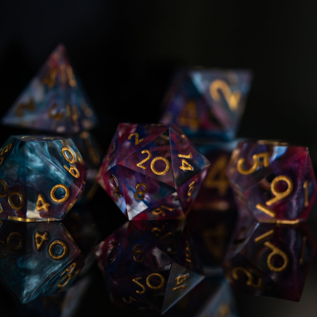 Plasma Gold Sharp-Edged Resin Dice Set