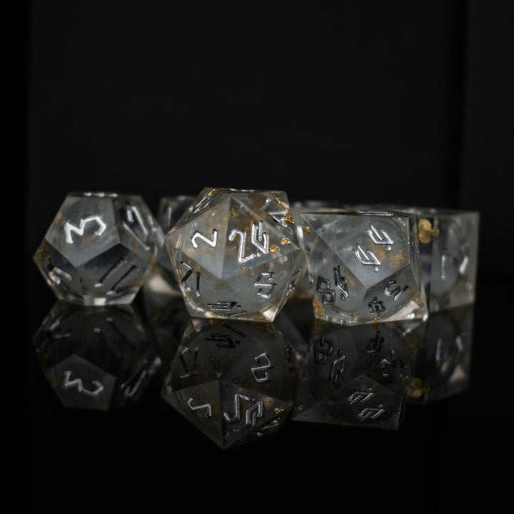 Golden Ashes Liquid Core Dice Set