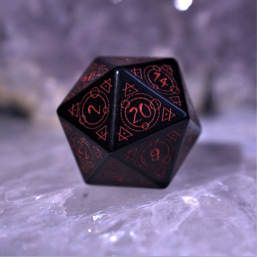 Spellcaster Obsidian Stone Dice Set