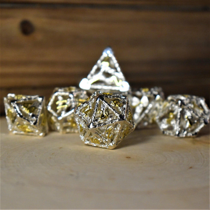 Legends of Valhalla - Silver and Gold Hollow Metal Dice Set