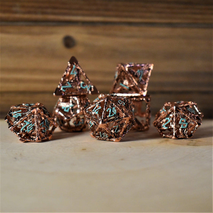 Legends of Valhalla - Copper and Blue Hollow Metal Dice Set