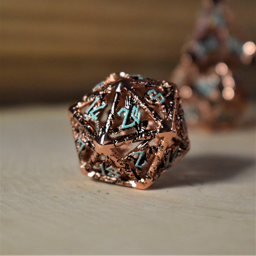 Legends of Valhalla - Copper and Blue Hollow Metal Dice Set