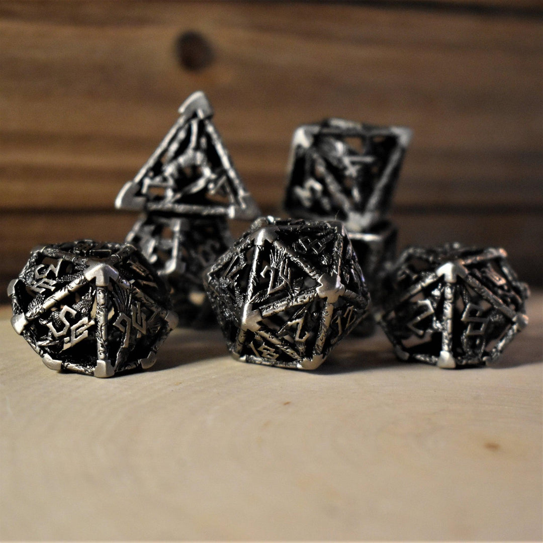 Legends of Valhalla - Silver Hollow Metal Dice Set