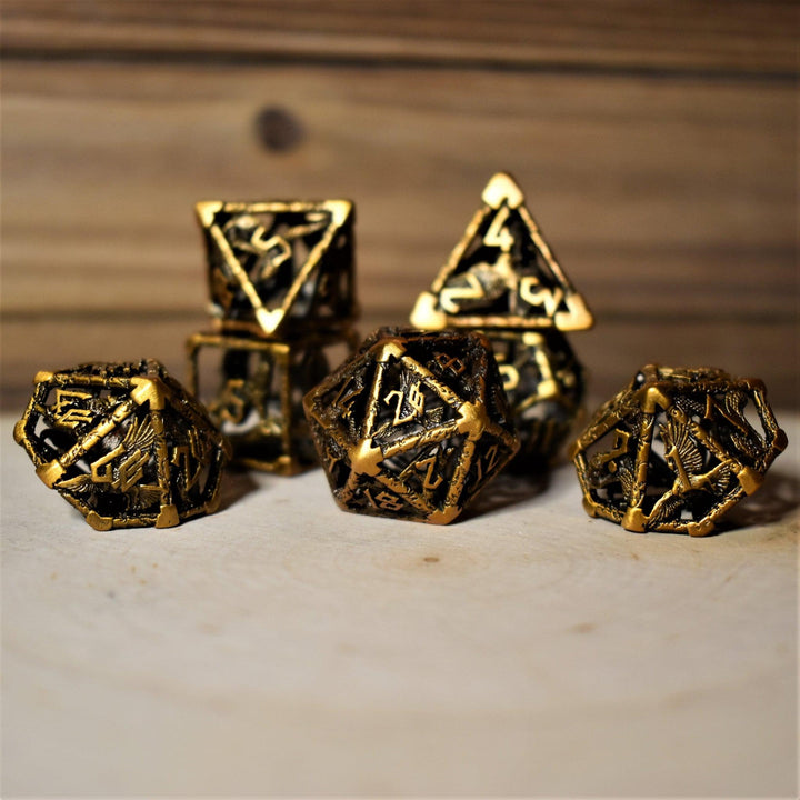 Legends of Valhalla - Golden Brass Hollow Metal Dice Set