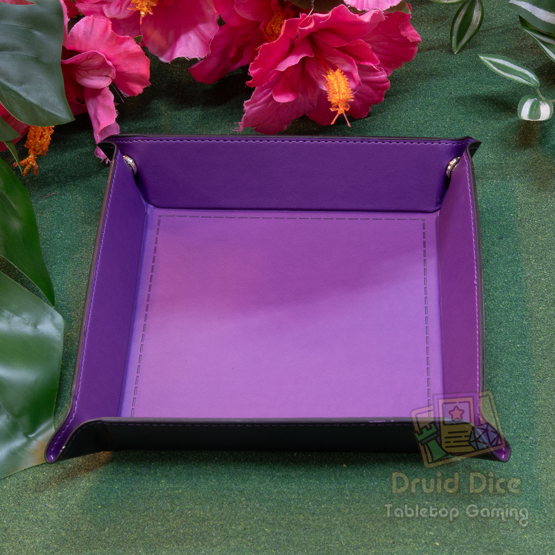 Leather Square Folding Dice Tray - 7 Color Options