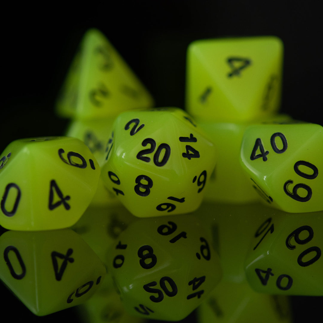 Neon Yellow Acrylic Dice Set