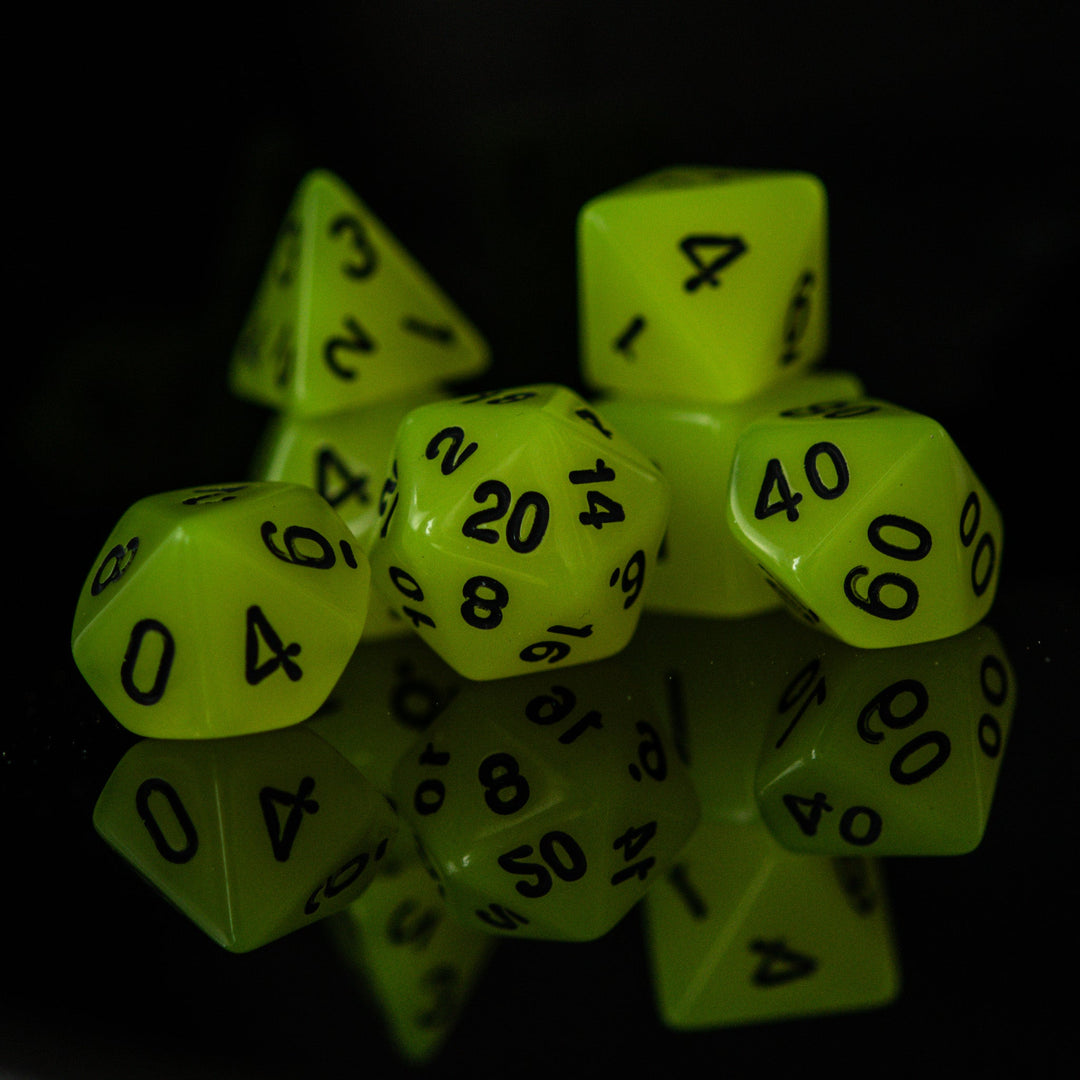 Neon Yellow Acrylic Dice Set