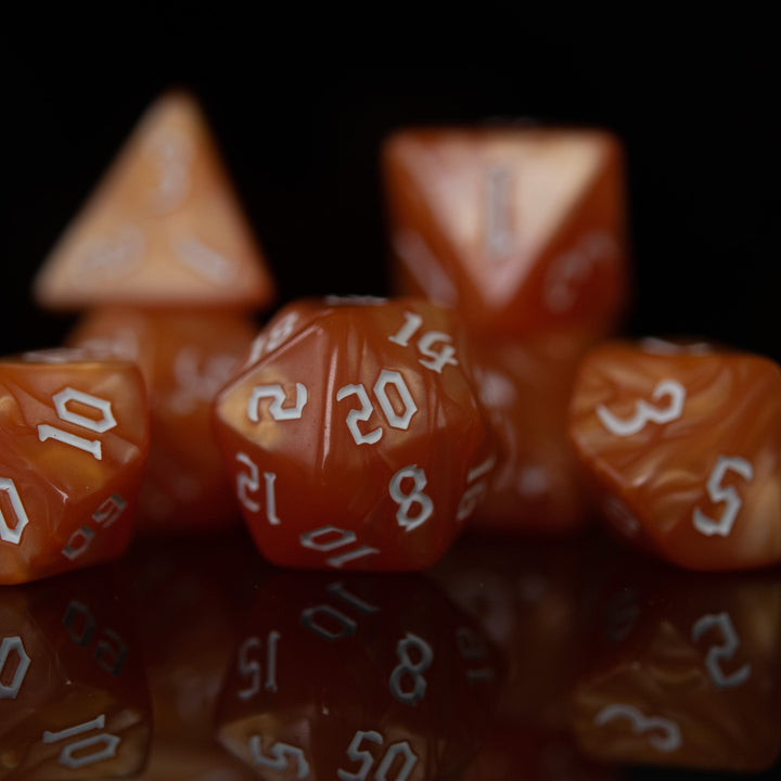 Orange Pearl Acrylic Dice Set