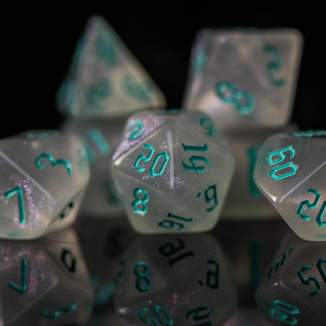 Unicorn Tears (Aqua) Acrylic Dice Set