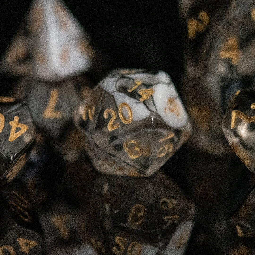 Yin and Yang Acrylic Dice Set