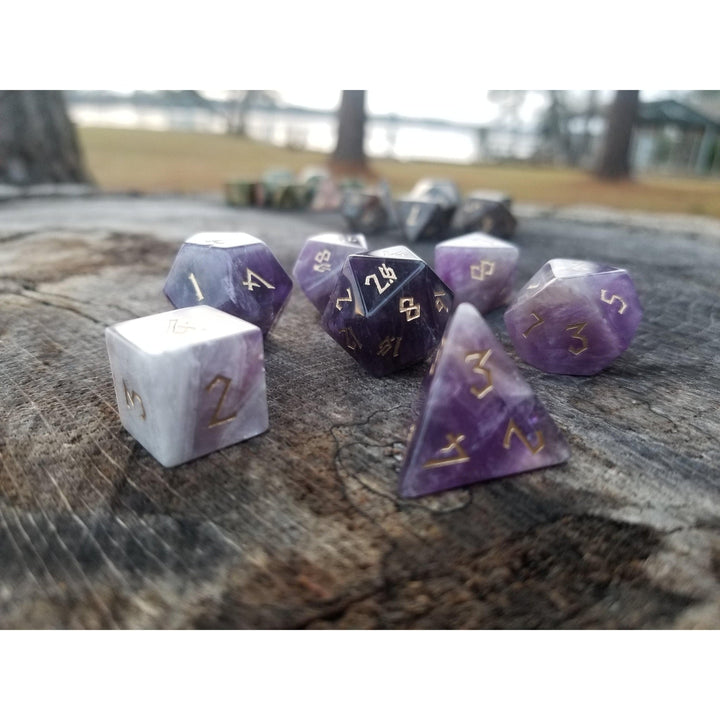 Amethyst Stone Dice Set