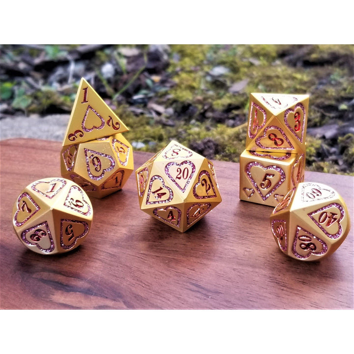 Valentine Heart Metal Dice Set