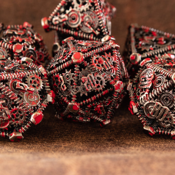 Weird West Wasteland Hollow Metal Dice Set - Blood Splatter