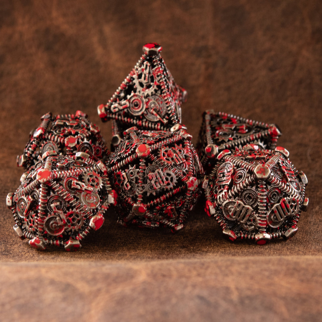 Weird West Wasteland Hollow Metal Dice Set - Blood Splatter