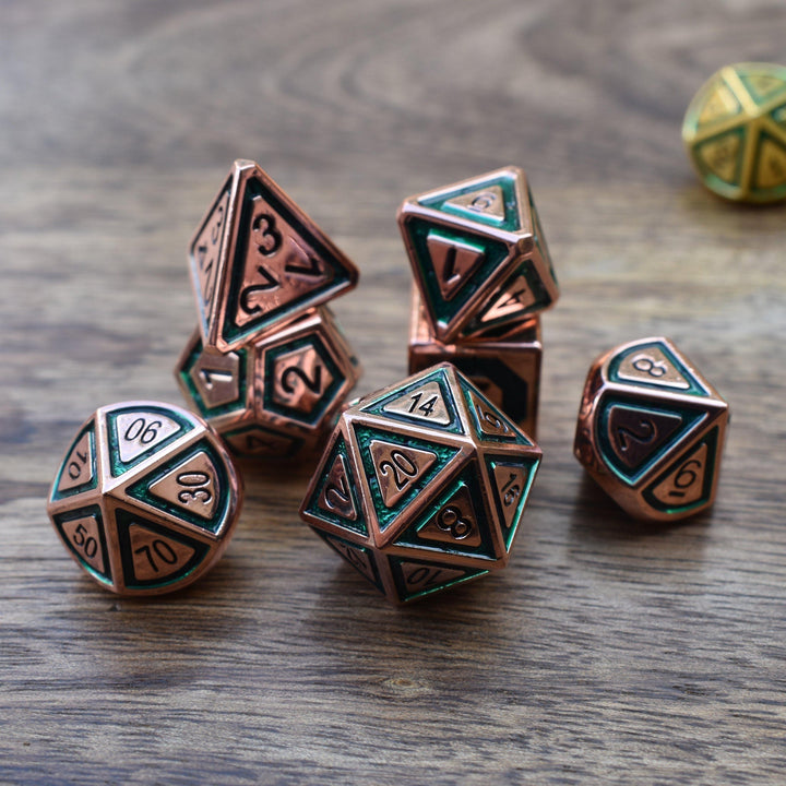 Cleric's Domain Green And Bronze Metal Dice Set