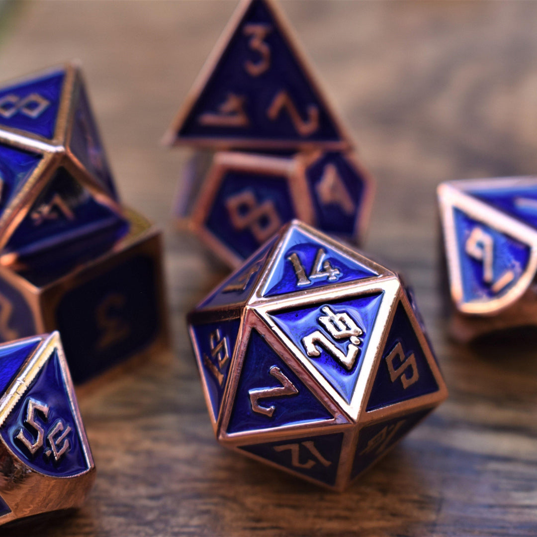 Elder Runes Cobalt And Bronze Metal Dice Set