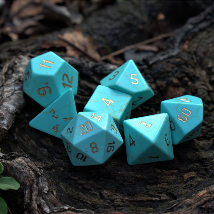 Green Turquoise Stone Dice Set