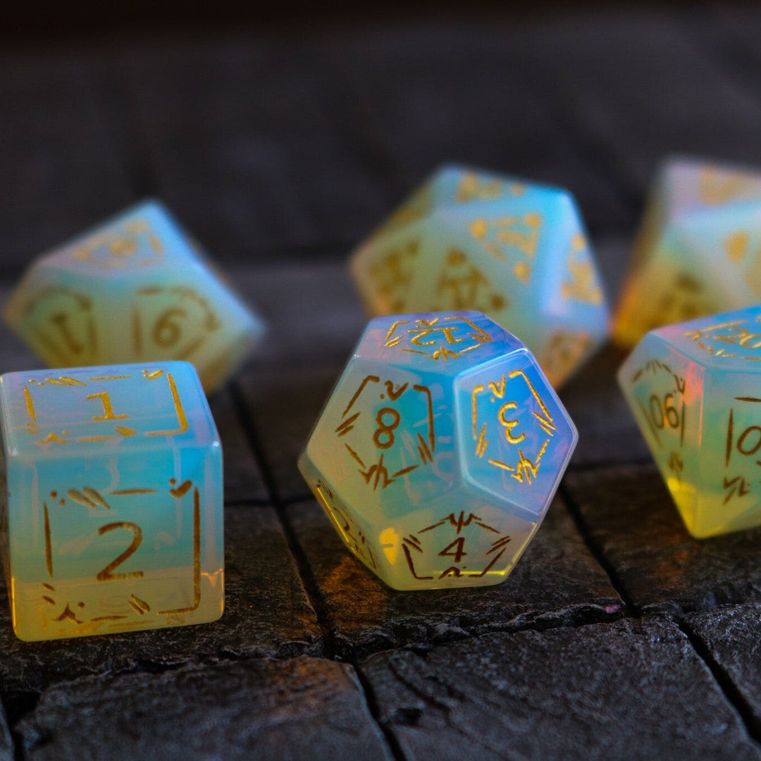 Dragon Shield Gemstone Opalite (And Box) DnD Dice Set